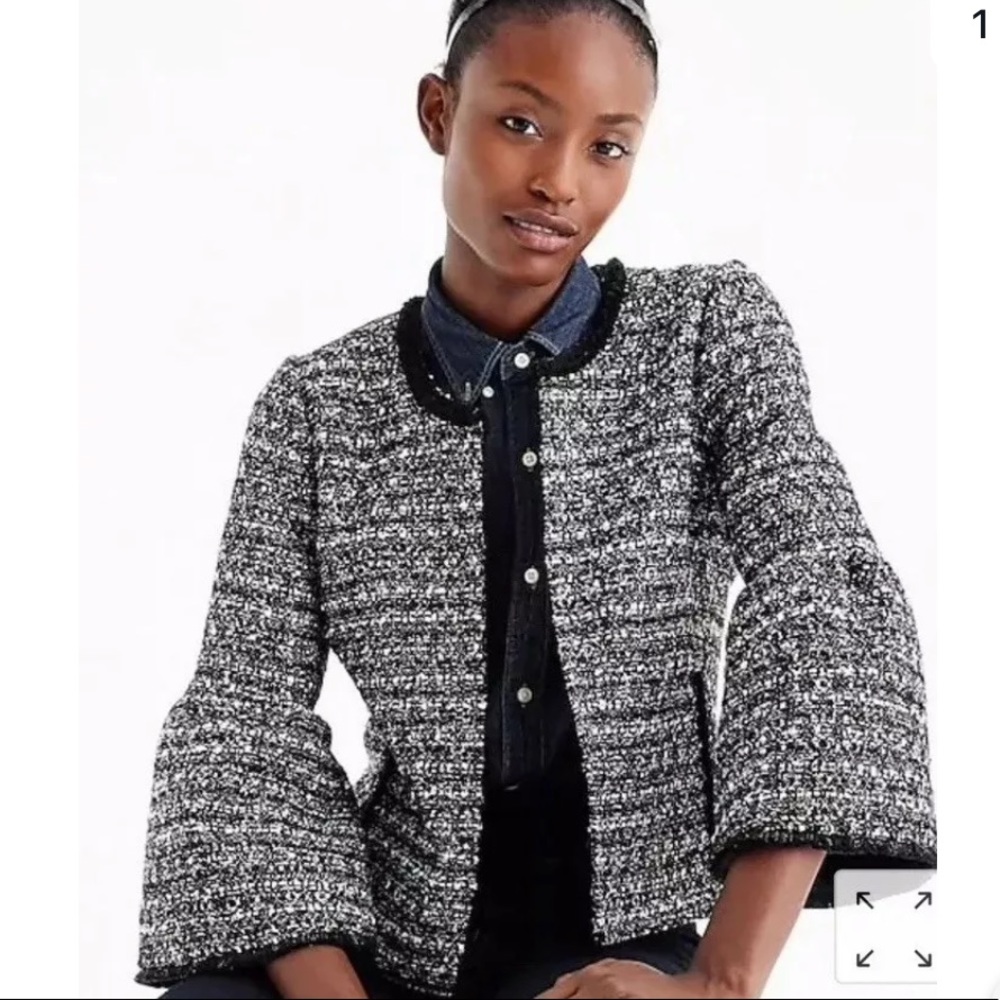 J. Crew Sequin Tweed Lady Jacket Bell Sleeves